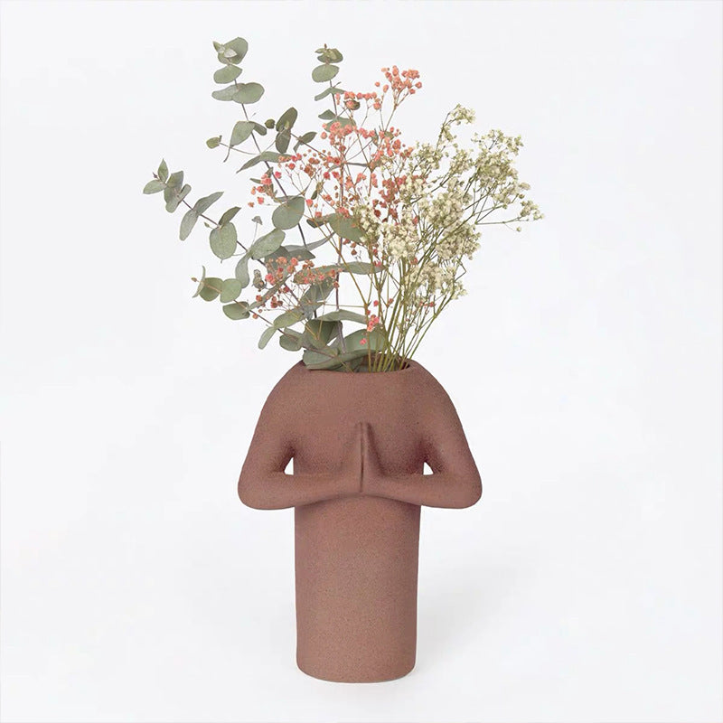 Zen-like Two-handed Ceramic Vase Pot Flower Arrangement Ornaments